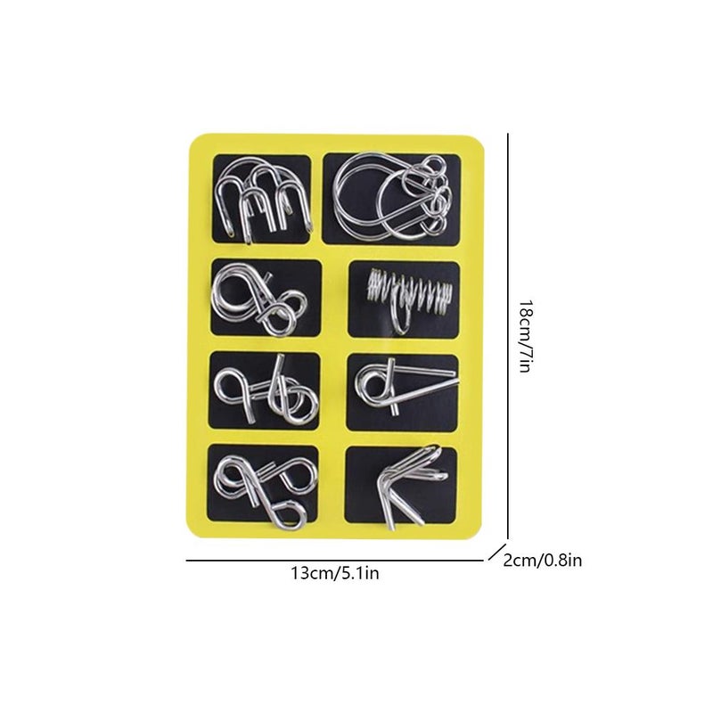 8Pcs Metal Brain Teaser Puzzles Ring,3D Interlocking Metal Wire IQ Logic Game,Reverse Thinking Physics Mind Games,Educational Party Favor Travel Thinking Toy with Carry Pouch for Party Favor (Pink) - Image 2